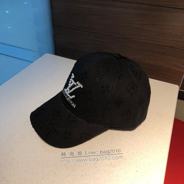 LV新品女士帽子 路易威登珍珠做舊棒球帽鴨舌帽  mm1491